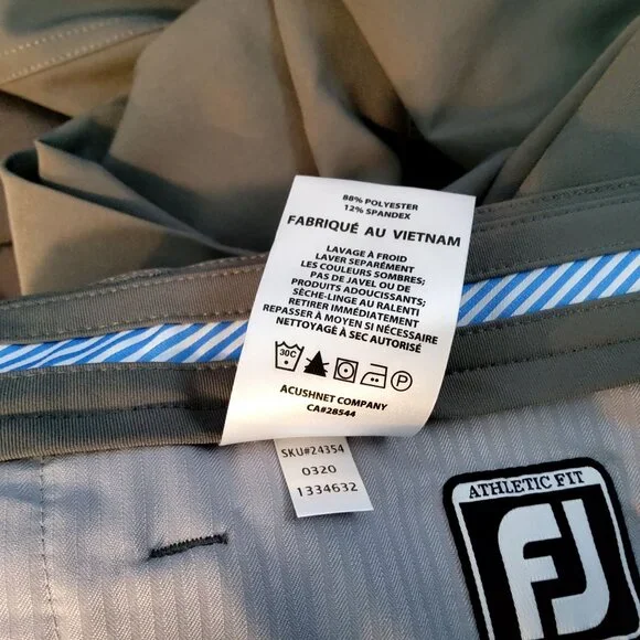 Footjoy Mens Athletic Fit Golf Pants Size 34/34 Polyester/Spandex Gray - Picture 7 of 8